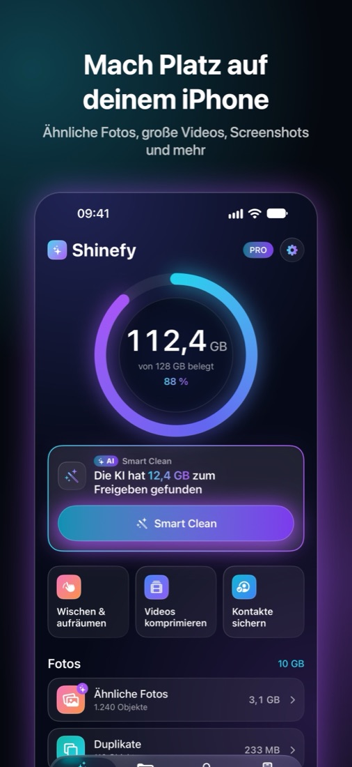 Shinefy-Bildschirm 1